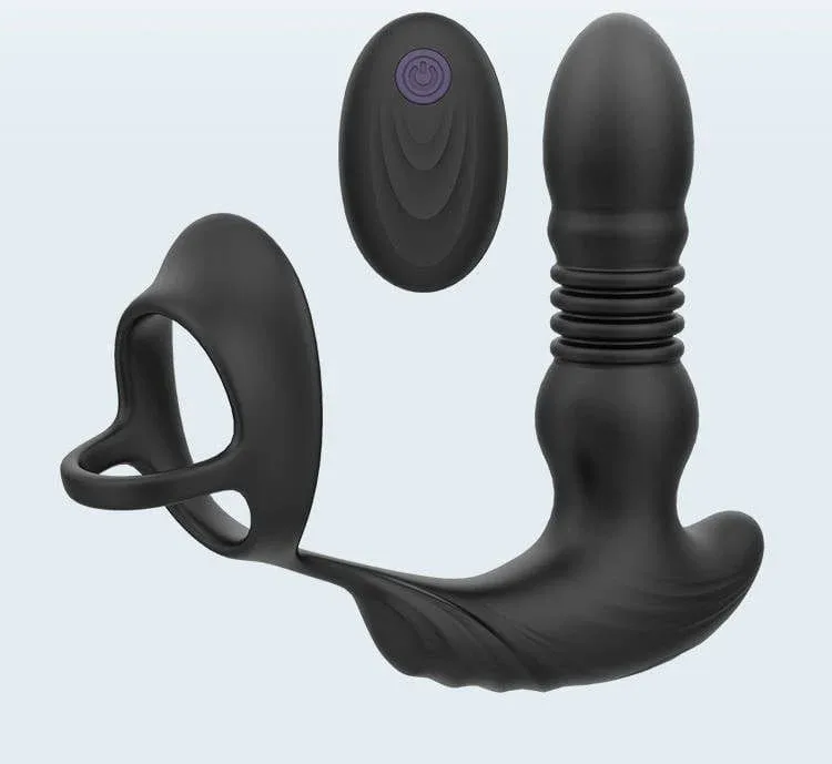 Penis-Hoden-Ring mit Analvibrator und Stoßfunktion