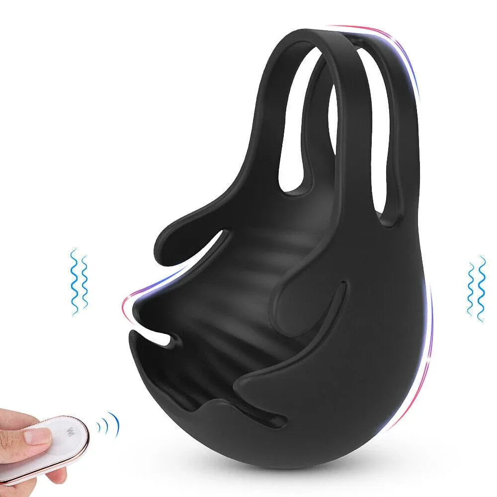 Vibrierender Penisring mit Hodenvibrator aus Silikon