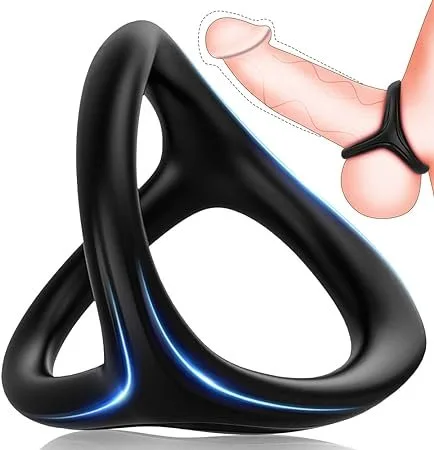Dreieckiger Penis-Hoden-Ring 3D mit drei Ringen