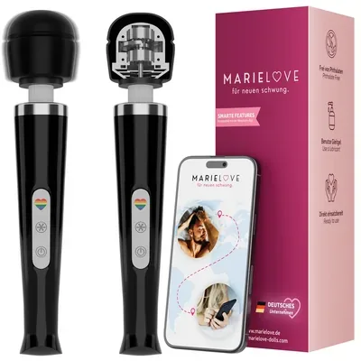 Kabelloser Massagestab im Magic-Wand-Stil in Schwarz mit Silikonkopf